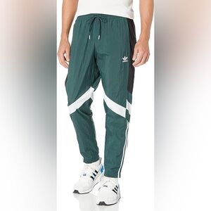 adidas men originals Rekive track pants with zip ankle green black and white